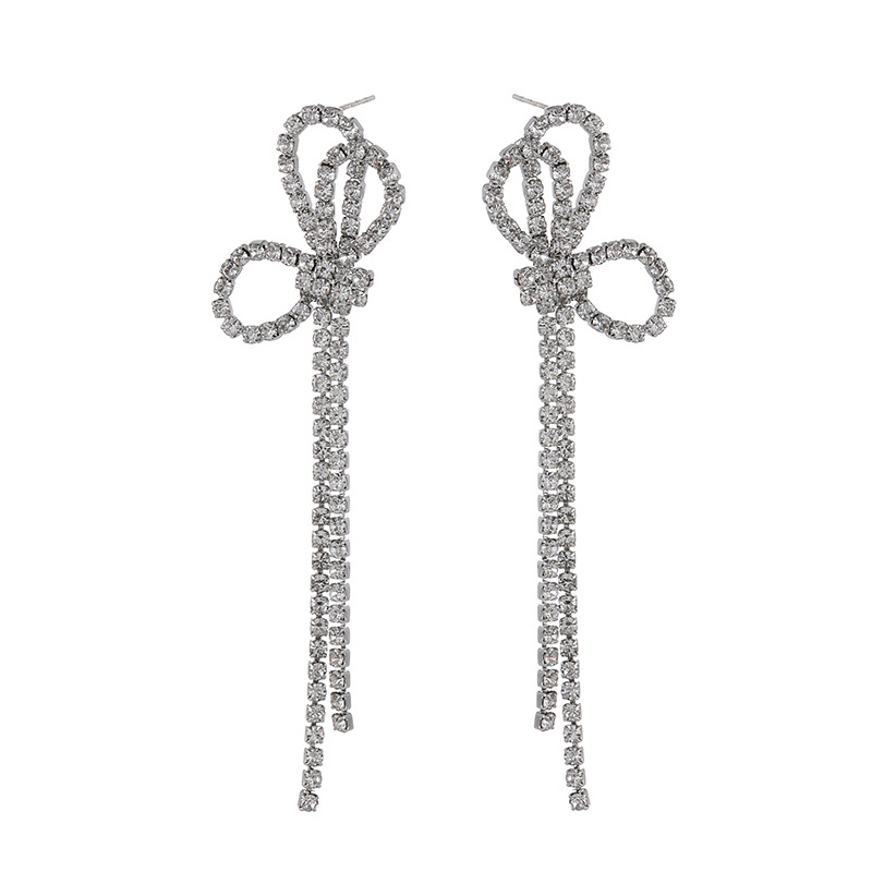 Simple Bow Mosquito Coil Ear Clip Wild Long Fairy Tassel Earrings Female Jewelry Gift Hot Sale