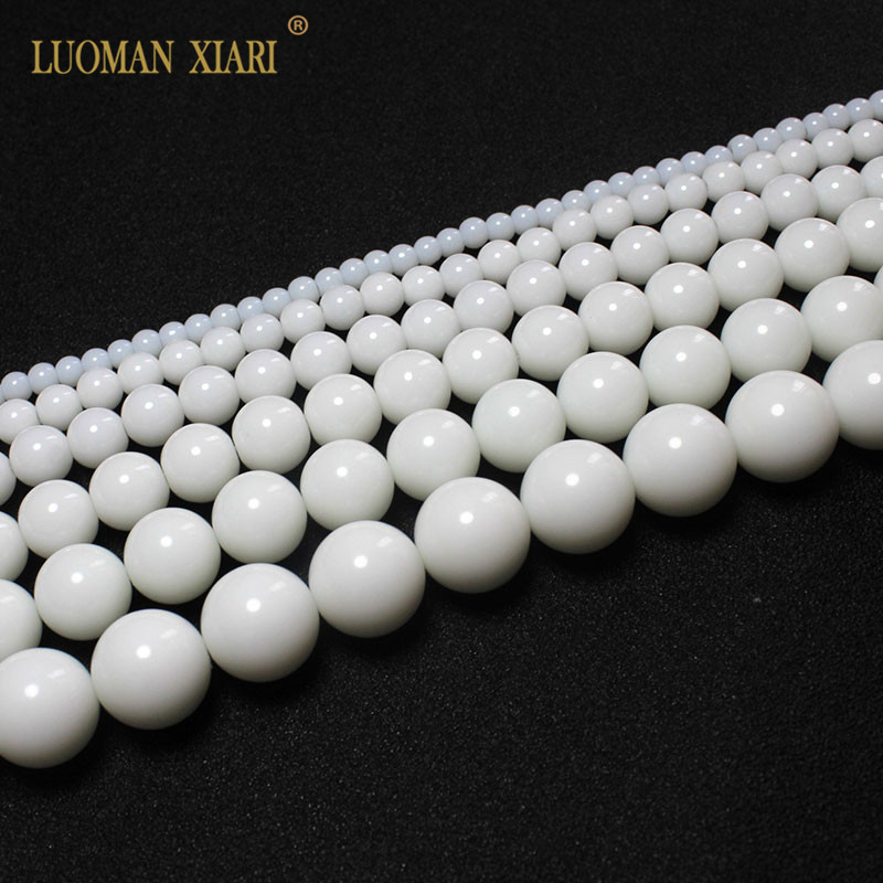 Wholesale Natural White Porcelain Stone Beads For Jewelry Making Ceramic DIY Bracelet Material 4/6/8/10/ 12/14 mm Strand 16''