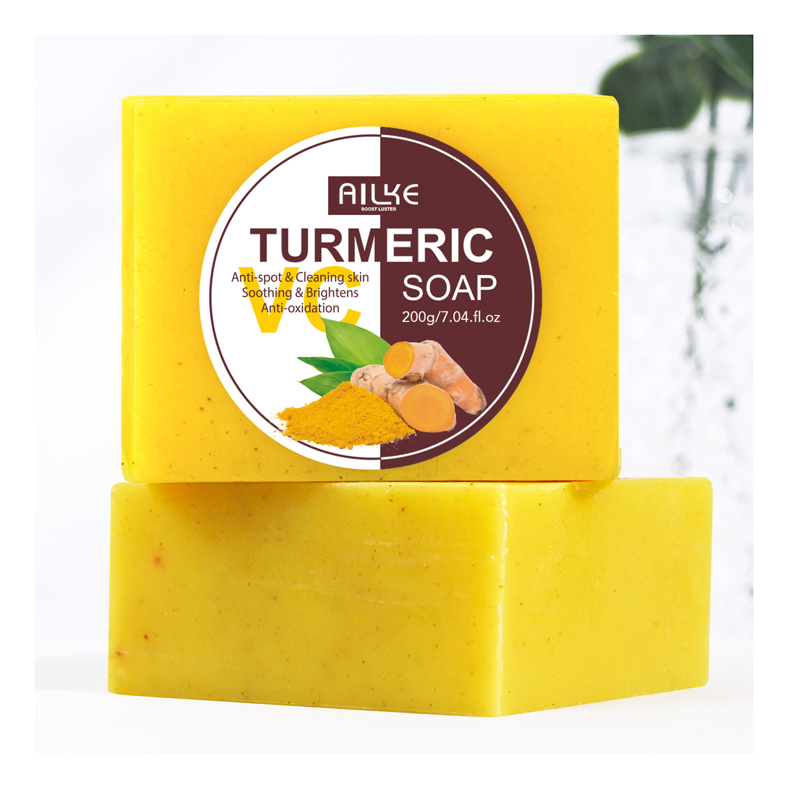 AILKE Turmeric Soap, Whiten, Remove Acne, Oil Control, Brightening, Clean Skin, Deeply Exfoliates, Even Skin Tone