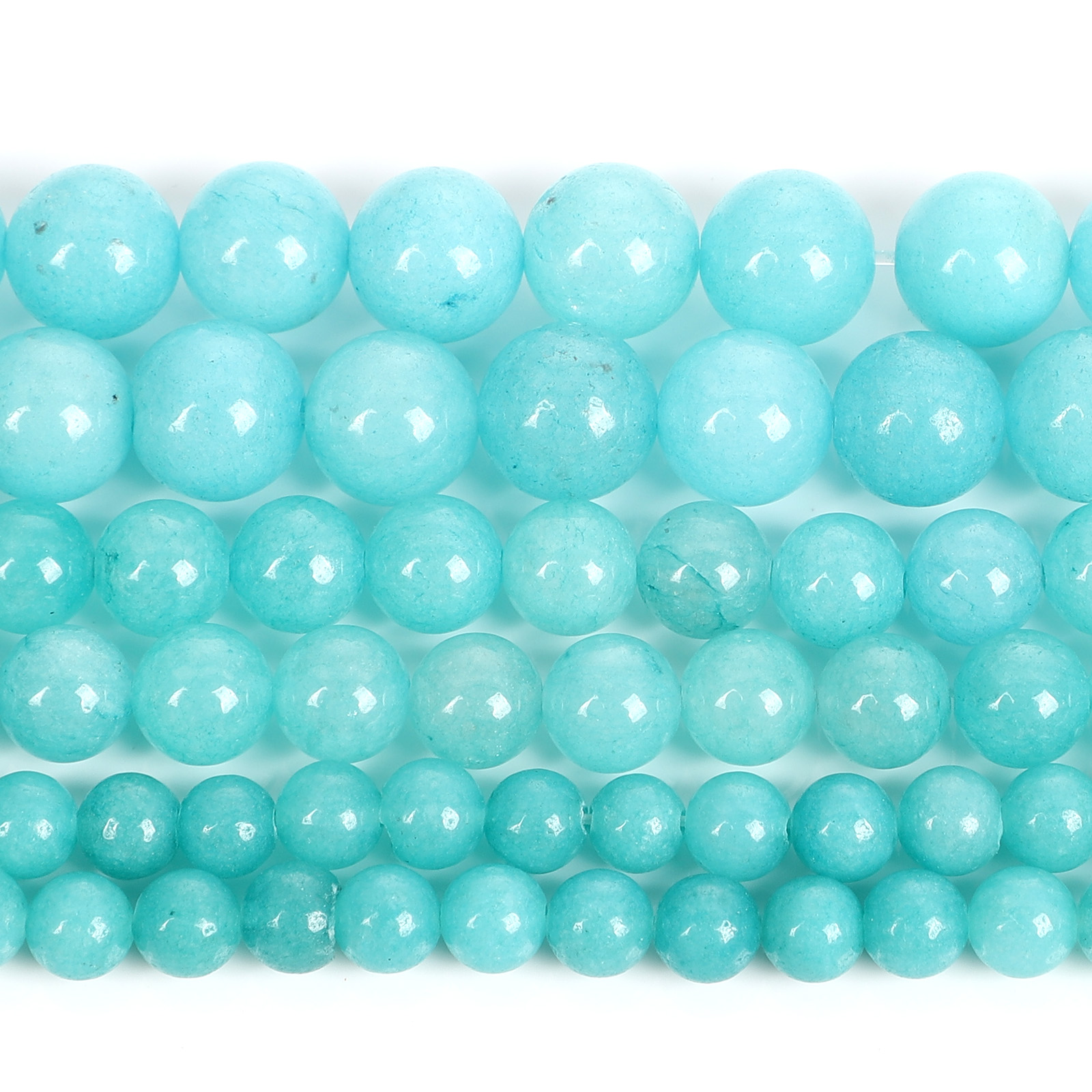Natural Stone Beads Cyan Chalcedony Charm Round Loose Beads for Jewelry Making Needlework DIY Bracelet Strand 4-12 MM