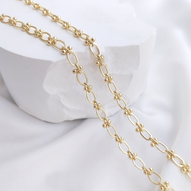 Pure Brass 14K Gold Plated Circle Link Beads Chains Bulk for Necklace Bracelet Making DIY Jewelry Handbags Findings Accessories