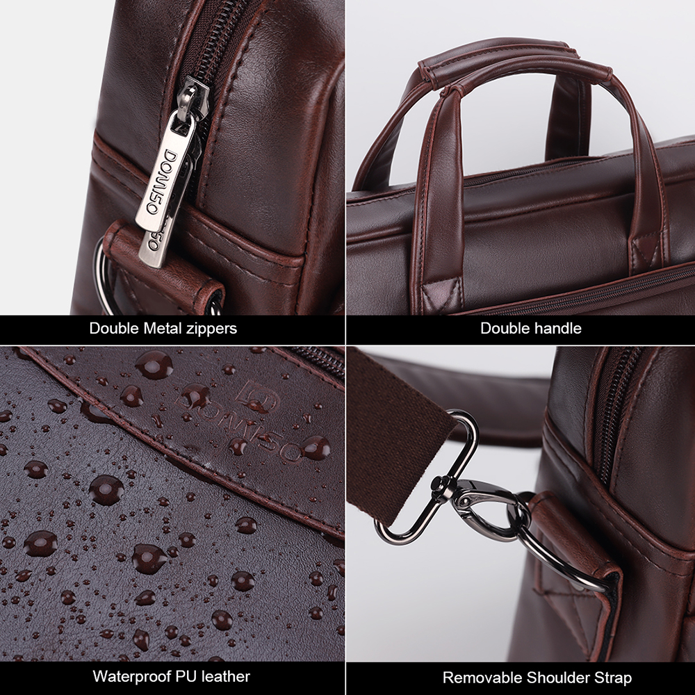 Domiso PU Leather Briefcases Laptop Sleeve 17 Inch Notebook Case High Capacity Computer Bag Male Messenger Bag