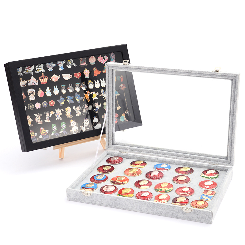 Badge Storage Box Transparent Dust-proof Medal Jewelry Box Large Capacity Brooch Wall Display Frame Pin Gift Box Collection