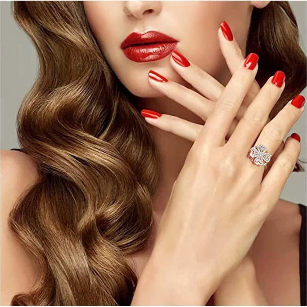 Rotating Jewelry Four-Leaf Adjustable Clover Ring Anxiety Women Good For Spinner Sparkling Gentle Flower Ring For Festival Gifts