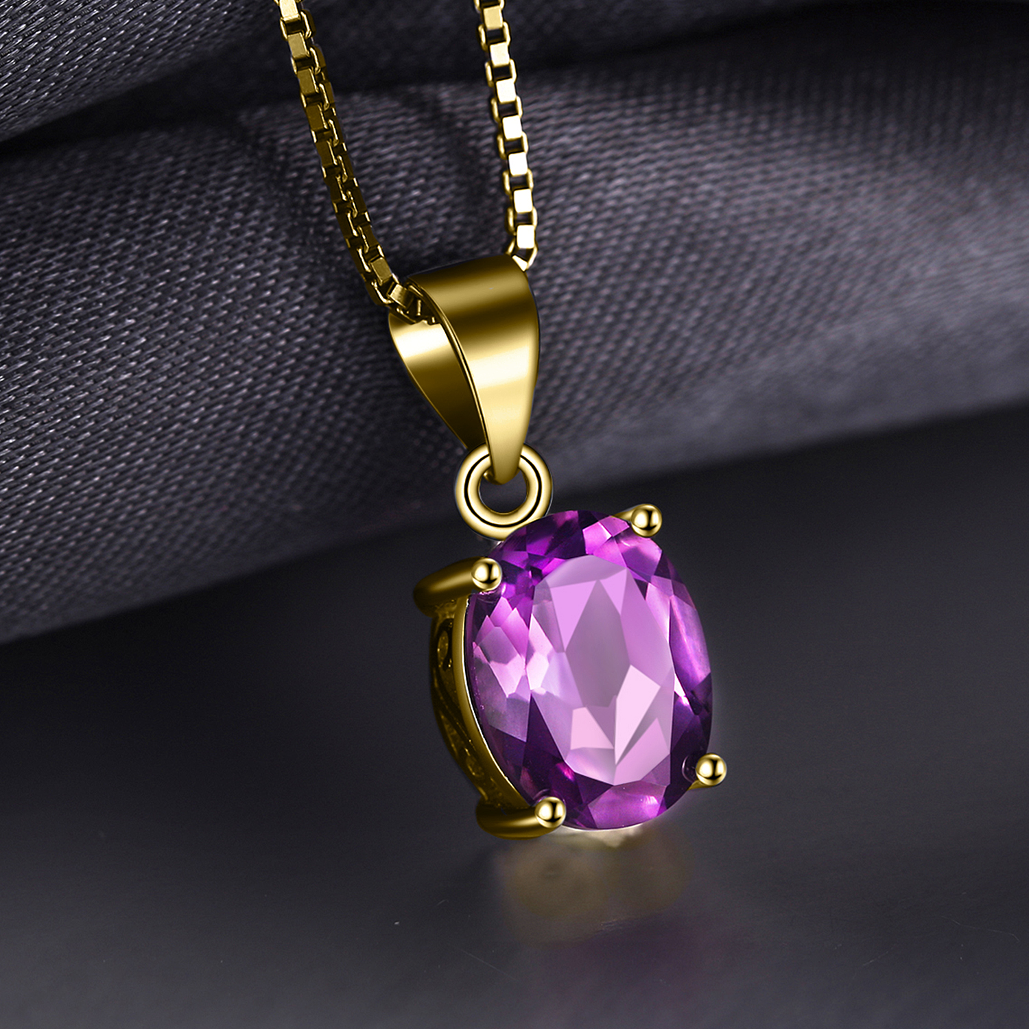 JewelryPalace Rose Gold Yellow Gold Plated Natural Amethyst Citrine Garnet Topaz 925 Sterling Silver Pendant Necklace No Chain