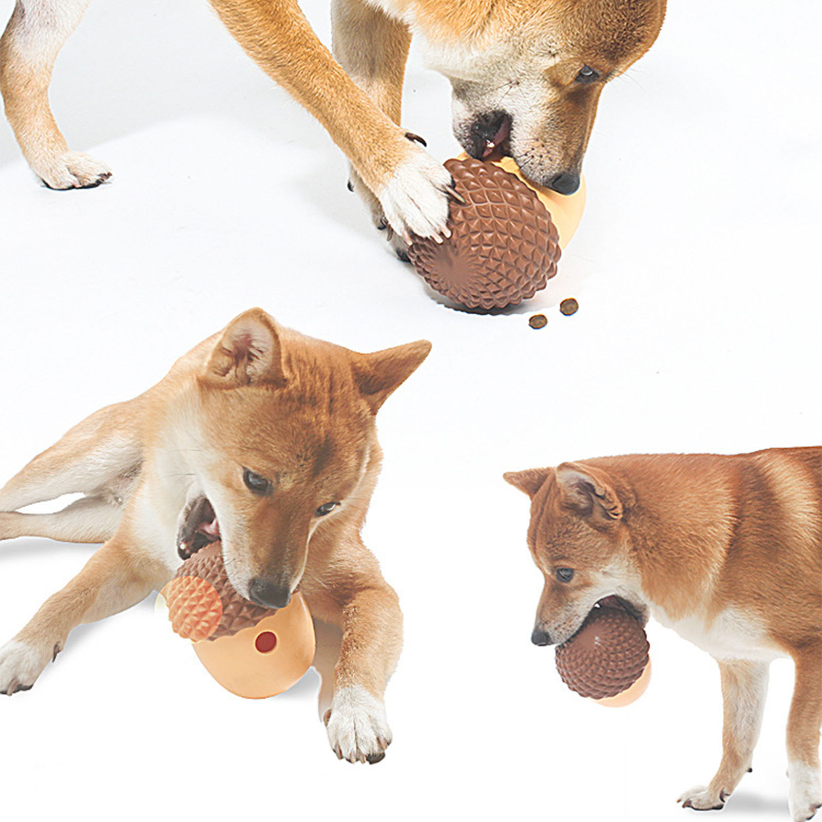 Pet Food Dispensing Toy Bite Resistant Interactive Slow Feeding Silicone Pet Treat Puzzle Ball For Dog