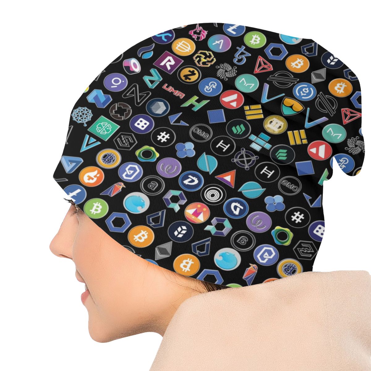 Bonnet Femme Knit Hat Hip Hop Crypto Coins Altcoin Blockchain Logo Beanie Cap Outdoor Bitcoin Ethereum Beanies Cap For Men Women