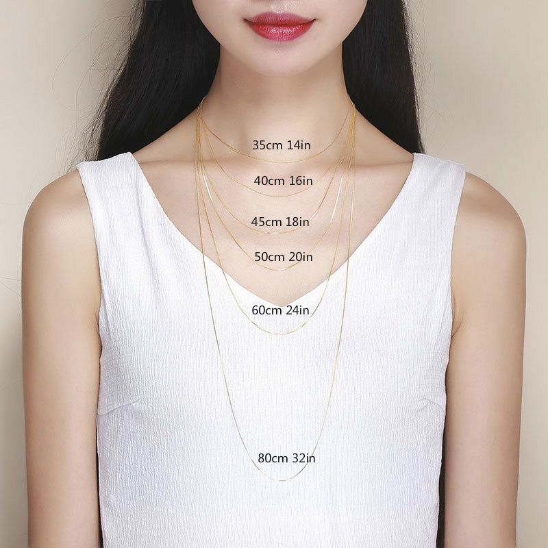 14"-32" 0.65mm Slim Real 925 Sterling Silver W/ Gold Color Thin Box Chain Necklace Womens Kids Girls Mens Jewelry Kolye Collares