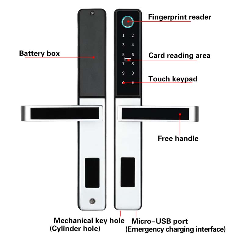 TTLock waterproof biometric fingerprint door Locks electronic Smart door lock RFID Card code lock For Aluminum Glass Door VD02