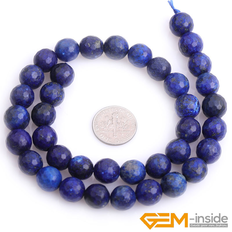 Natural Stone Blue Lapis Lazuli Bead Faceted Round Beads For Jewelry Making Strand 15 inch DIY Bracelet Necklace Jewelry Beads