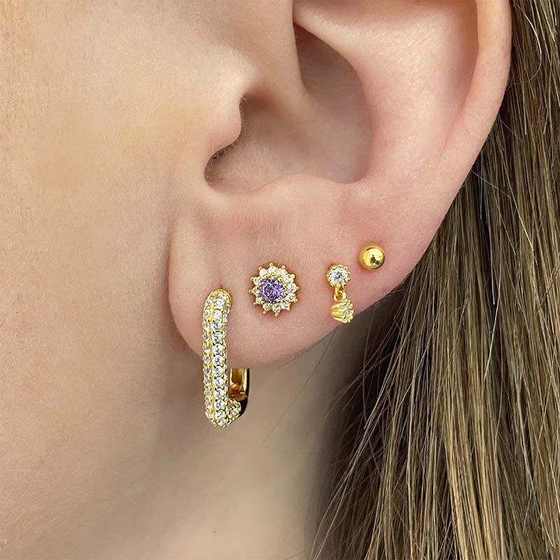 925 Sterling Silver Ear Needle Colorful Crystal Stud Earrings For Women Simple White Opal Piercing Earrings Jewelry Accessories