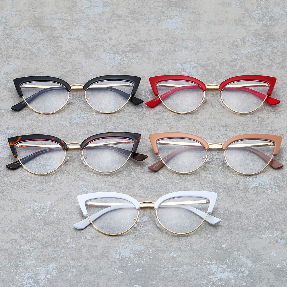 Designer Computer Goggles Women/Men Metal Frame Cat Eye Computer Glasses Blue Light Blocking Glasses Office Glasses