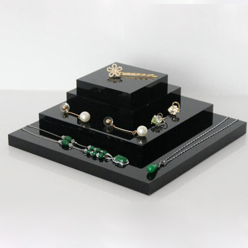 Black acrylic case jewelry holder Jewellery organizer display stand for bracelet necklace ring earring cosmetics perfume tray