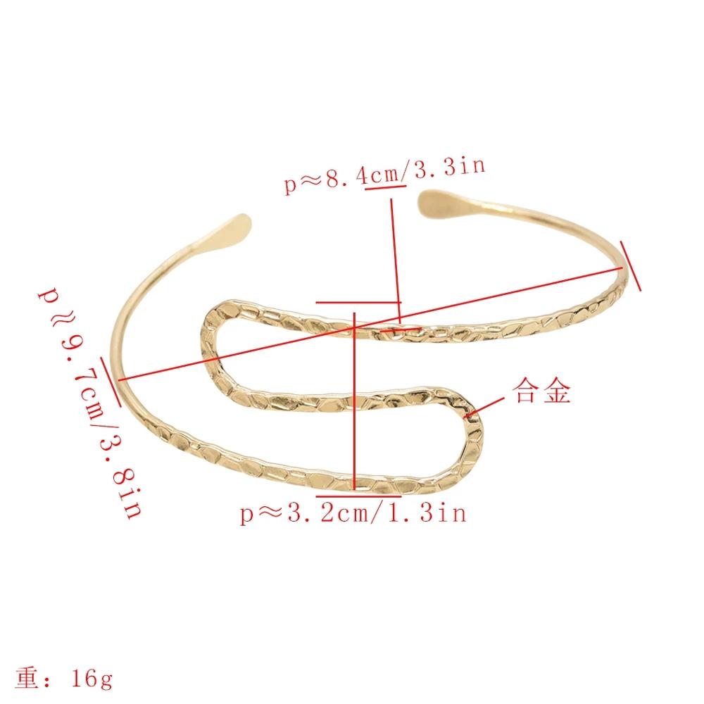 Unique Gold Color Egypt Swirl Snake Arm Cuff Armlet Armband Big Wide Bangle Bracelet Cuff Indian Jewelry Pulseiras Women Men