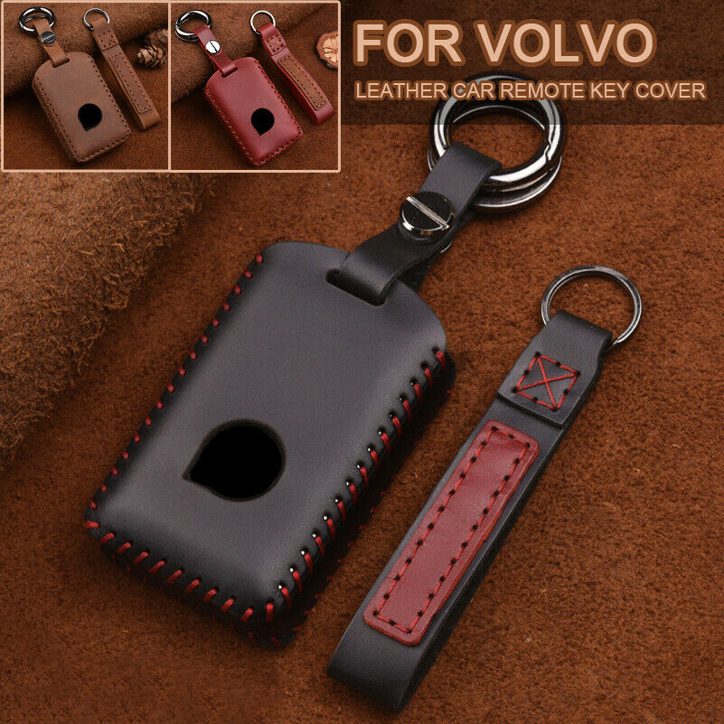 Handmade Leather Remote Key Cover Case for Volvo XC40 XC90 XC70 S60 S80 S90 C30 V70 V90 Car Accessories with keychain
