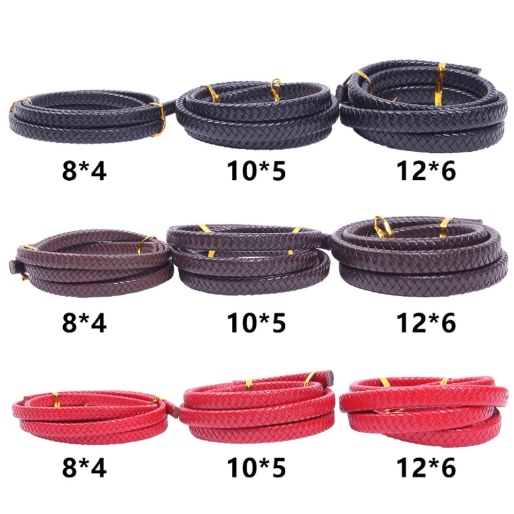 REGELIN 8-12MM Flat Braided Cowhide Leather Bracelet Findings Genuine Leather Cord String Rope DIY Necklace Bracelet Making