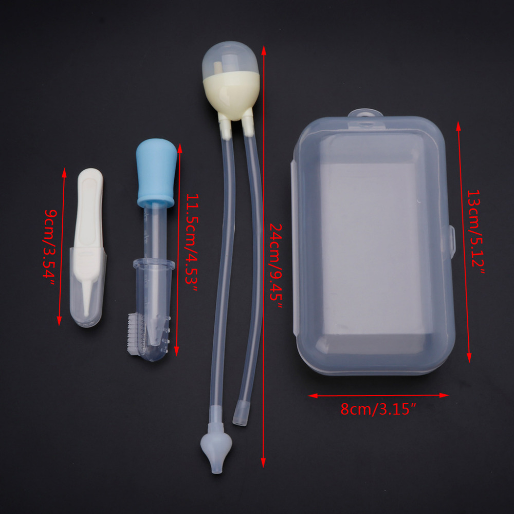 4Pcs Newborn Baby Care Kit Healthcare Nasal Aspirator Dropper Feeder Nursing Kit MAY21-B