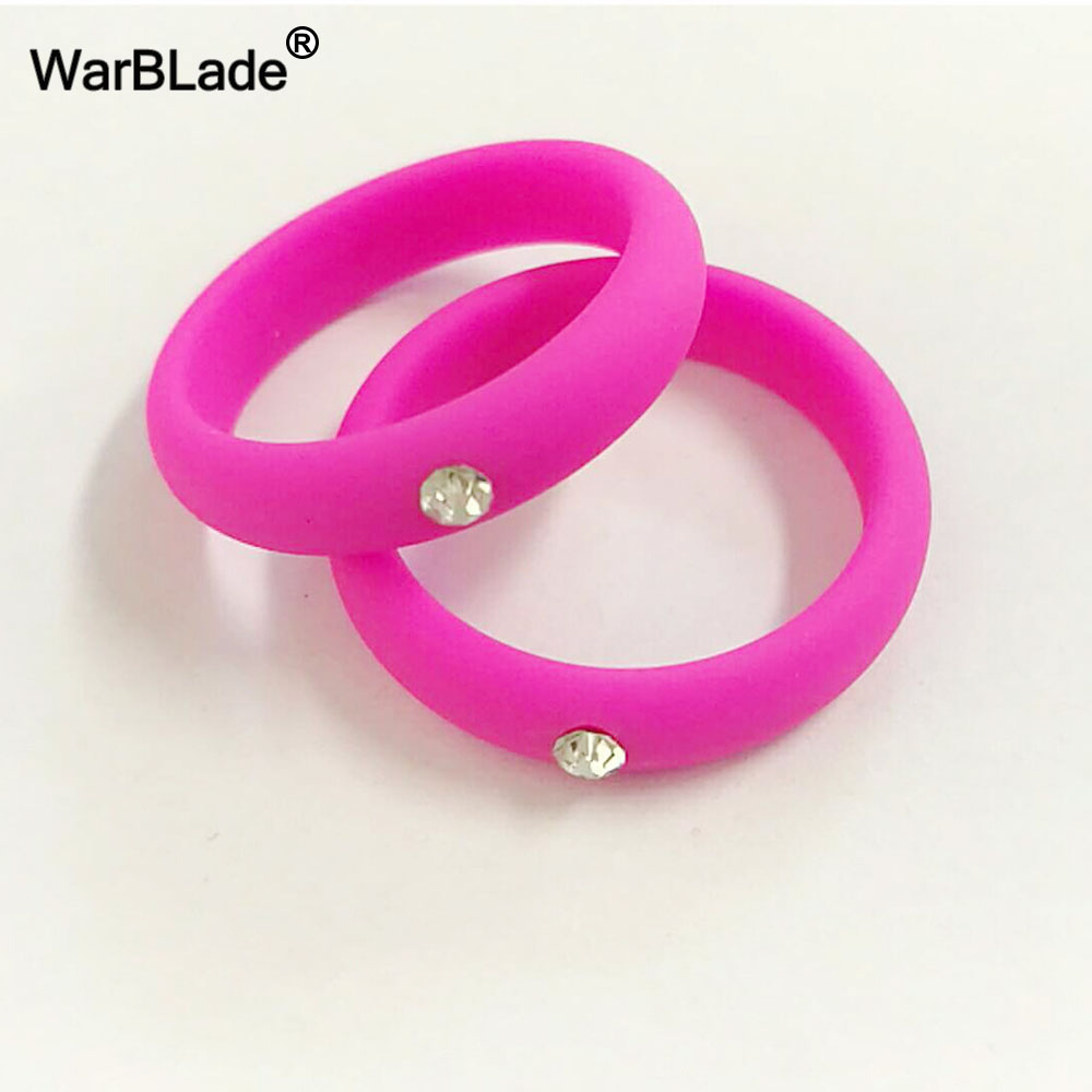 10pcs 5mm Size 4-9 Food Grade FDA Silicone Ring Hypoallergenic Crossfit Flexible Rubber Crystal Finger Rings with For Women Gift