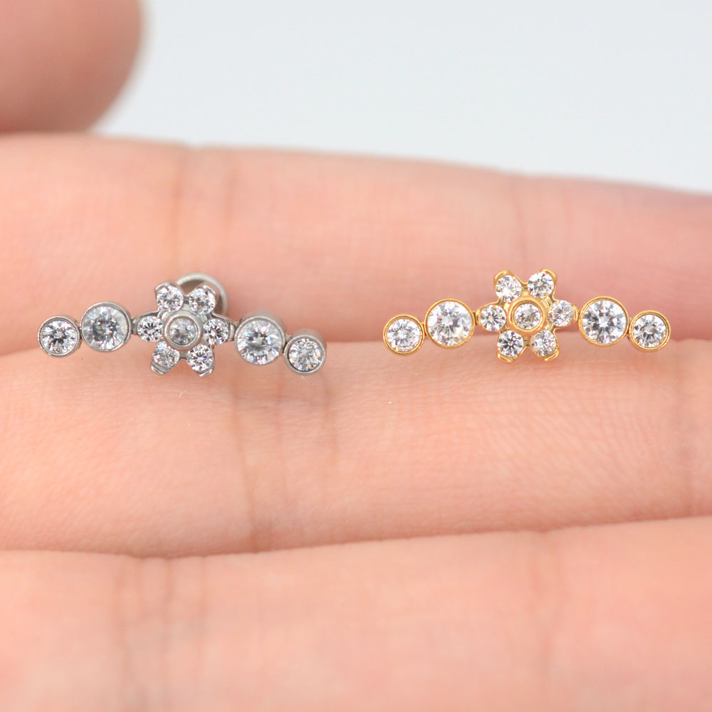 100% Surgical steel Thread Labret Lip Ear Bar Cartilage Earring Nail Tragus Stud Ear Lobe Piercing Ring Internal Body Jewelry