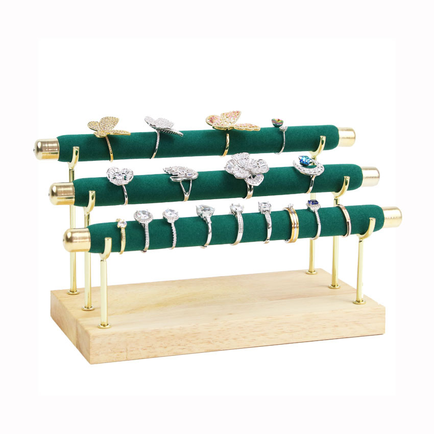 Black Green Beige 3Layers Wooden Detachable Jewelry Tool Display Stand Elegant Bracelets Ring Jewelry Display Stand Packaging