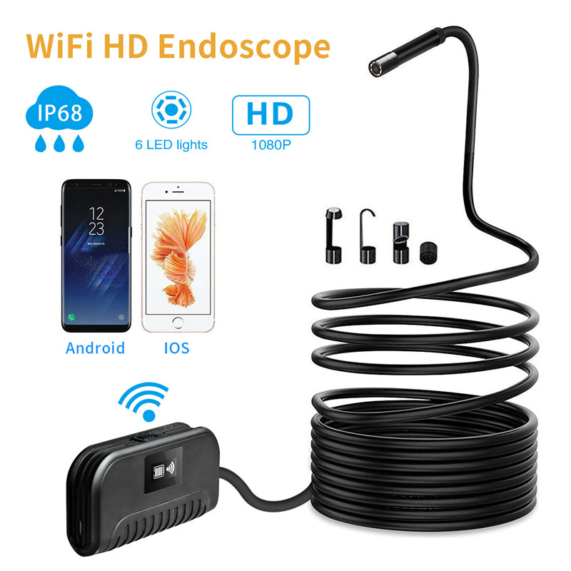 Wifi Endoscope Camera 1080P HD Semi-rigid Snake Camera USB Endoscope Borescope IOS Endoscope is suitable for iPhone tablet