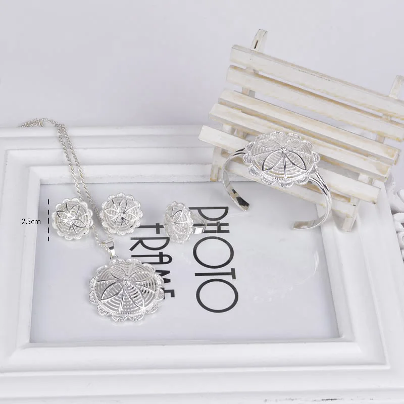 Shamty Habesha Style Jewelry Sets Pure Gold Color Silver Color For Women Trendy Round African Bridal Ethiopian Wedding A30002