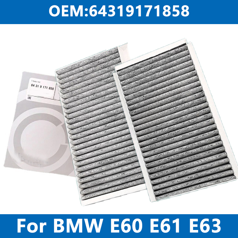 2Pcs Cabin Filter Car Air Conditioner 64319171858 For BMW E60 E61 E63 Touring 520d 520i 523 525xi Xdrive 525xd 530 535 630 645ci