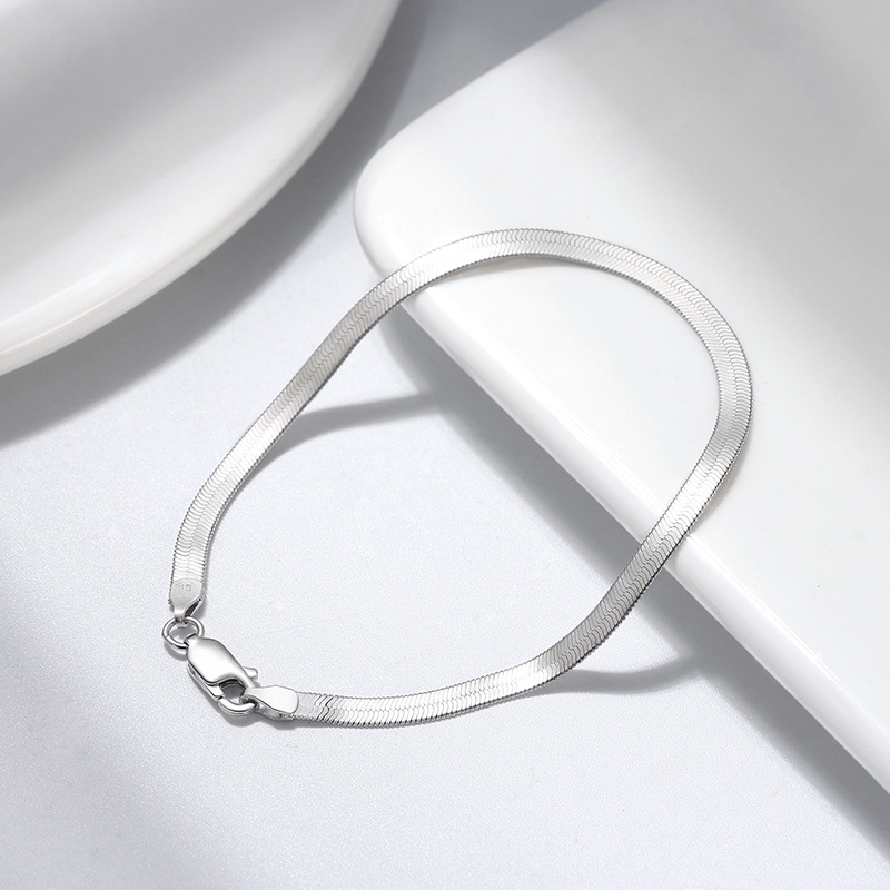Ins Style 925 Sterling Silver Bracelet 4mm20cm Blade Snake Bone Bracelet For Men & Women Jewelry Gifts