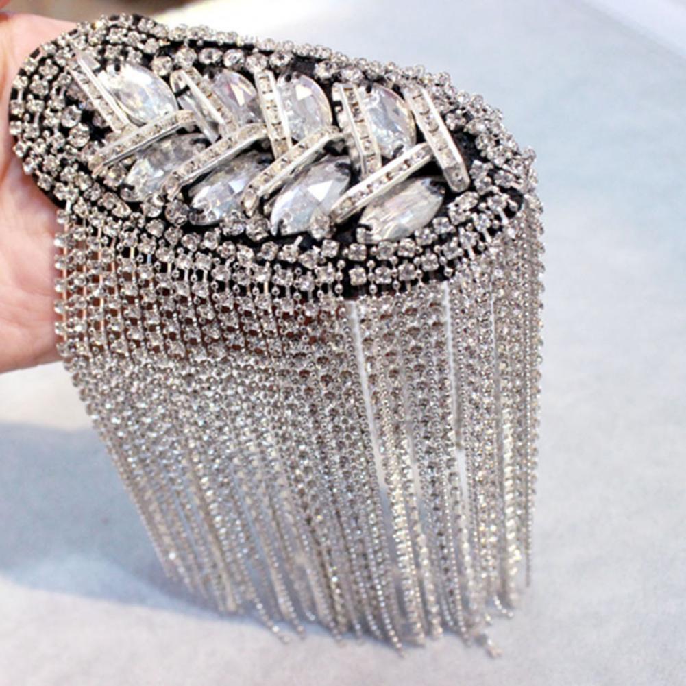 Shoulder Brooch Tassels Rhinestones Jewelry Handmade Shiny Epaulet Clothes Decor Jewelry Tassel Rhinestones Shoulder Brooches