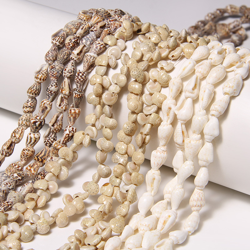 Natural Shell Beads Cowrie Snail Shape Shell Beads Conch Charm Spiral Seashells Strand For Jewelry Making DIY Accessories 15"