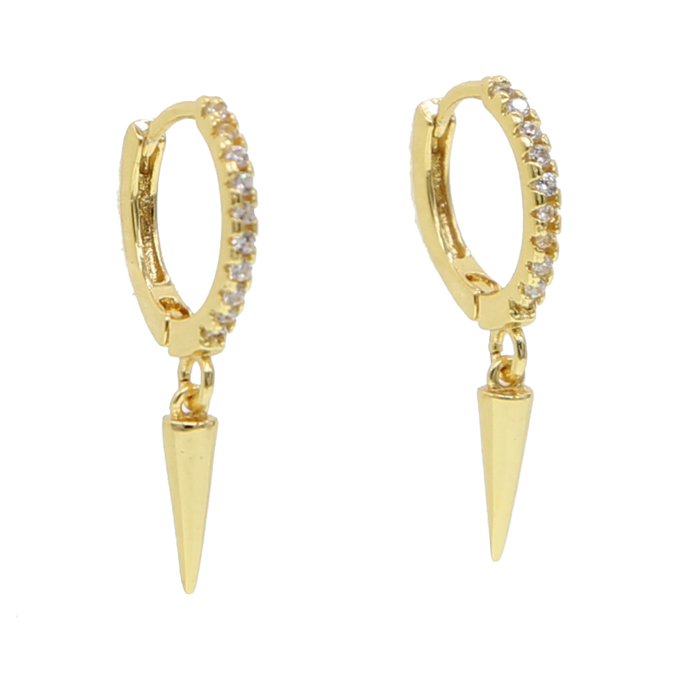 Gold Color Plated Spike Cz Hoop Earrings For Women Wedding Small Huggie Earrings Tiny Minimal Delicate Dainty Hoops Jewerly