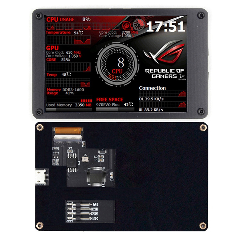 3.5 Inch Computer Monitor Black For Mini ITX Case IPS Secondary Screen CPU GPU RAM HDD Monitoring USB Display Freely AIDA64