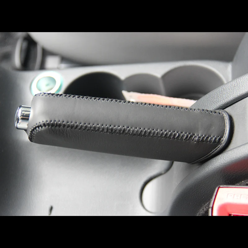 Car Hand Brake Covers Top Layer Leather Case for Skoda Octivia 2014 Handbrake Grips Genuine Cover Auto Handbrake