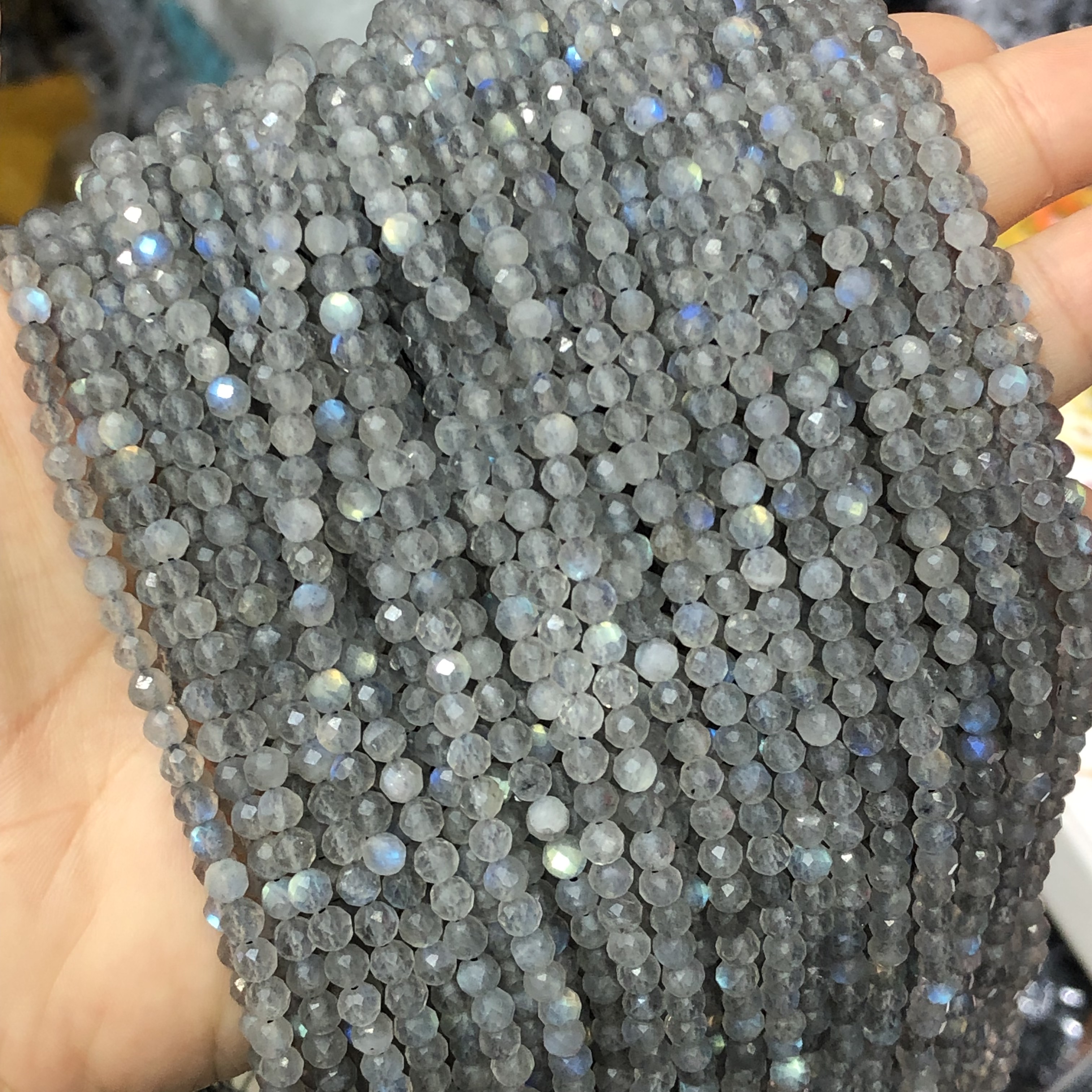 2/3/4mm Natural Faceted AAA Tiny Labradorite Stone Beads Rondelle Loose Spacer Beads For Jewelry Making Diy Earring Accessories