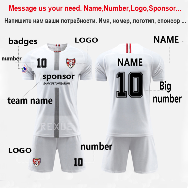 Men Children Custom Personalized Football Training Jersey Shirt And Shorts Set Uniform Breathable Quick Dry Fabric