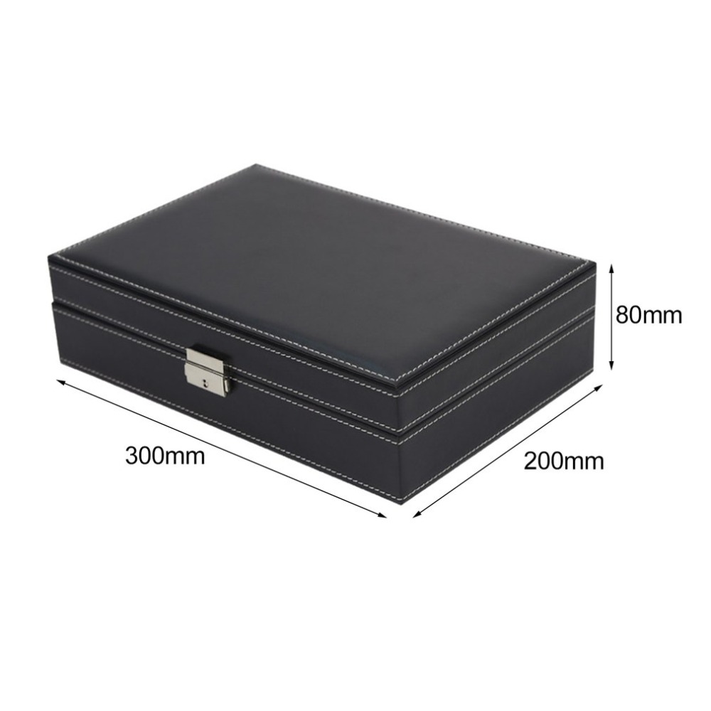 Leather Watch Box Black Men's Watch Storage Boxes Case With Mirror Lock Women Gift Organizer Rings Display Jewelry Box Holder