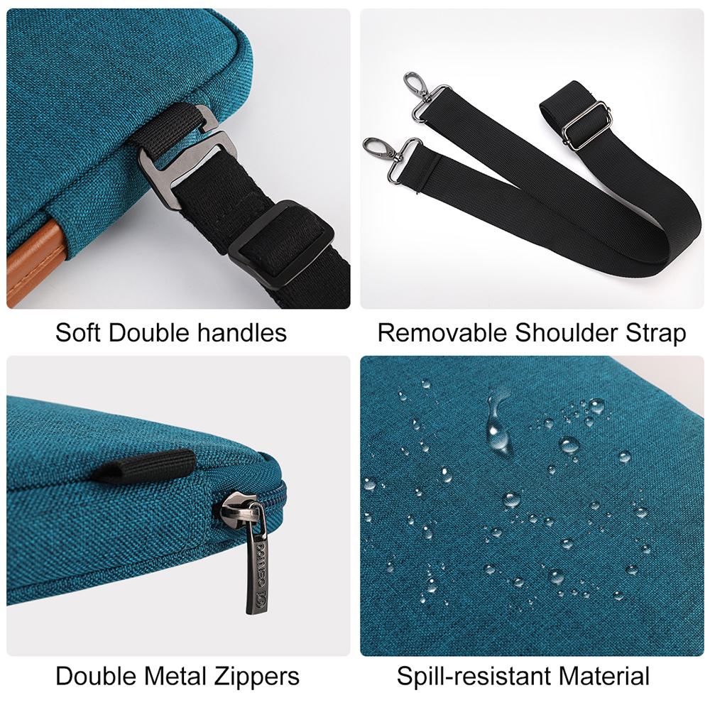Domiso Multi-use Water-resistant Laptop Sleeve With Shoulder Strap For 10" 11" 13" 14" 15.6" 17" Inch Computer Notebook 