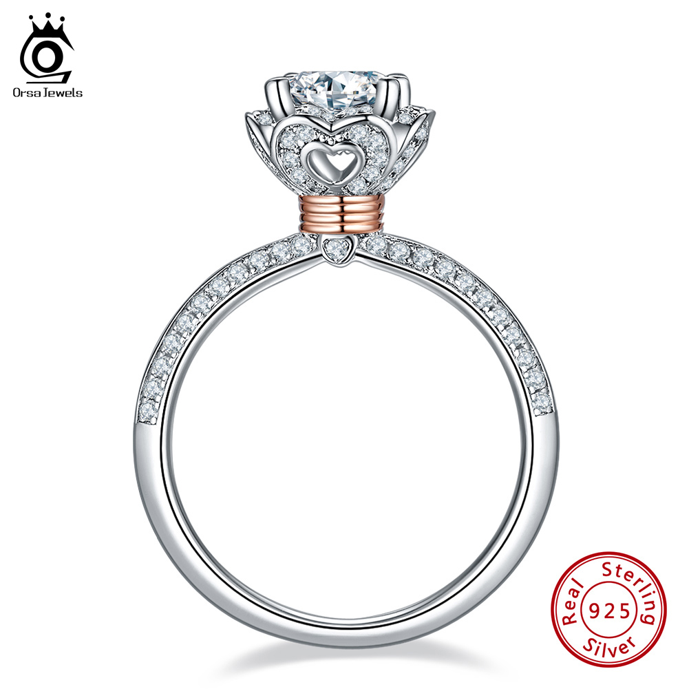 ORSA JEWELS Luxury 925 Sterling Silver Wedding Rings for Women Moissanite Diamond Ring Anniversary Promise Engagement Gift SMR60
