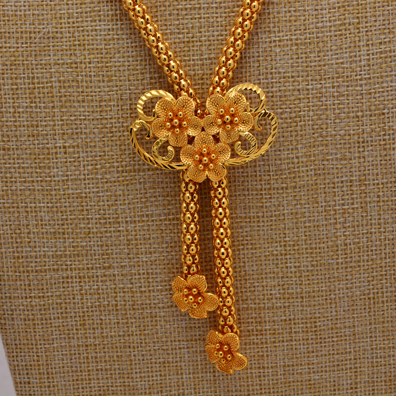 gold color necklace wedding Women Vintage Turkish Women African Beads Jewelry Set Dubai Indian Wedding Jewelry Sets Gold Jewelry