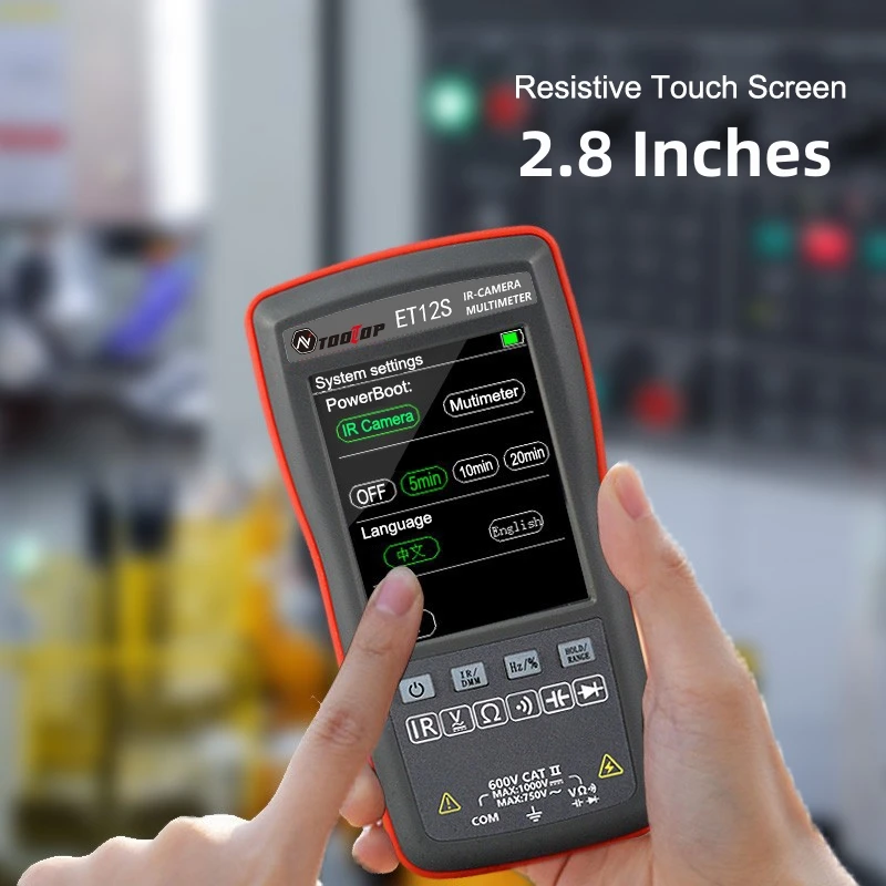 TOOLTOP 2.8-Inch Touch Thermal Camera Multimeter Data Transfer Thermal Imaging Heat Camera For Pipeline Leak Electronics Repair