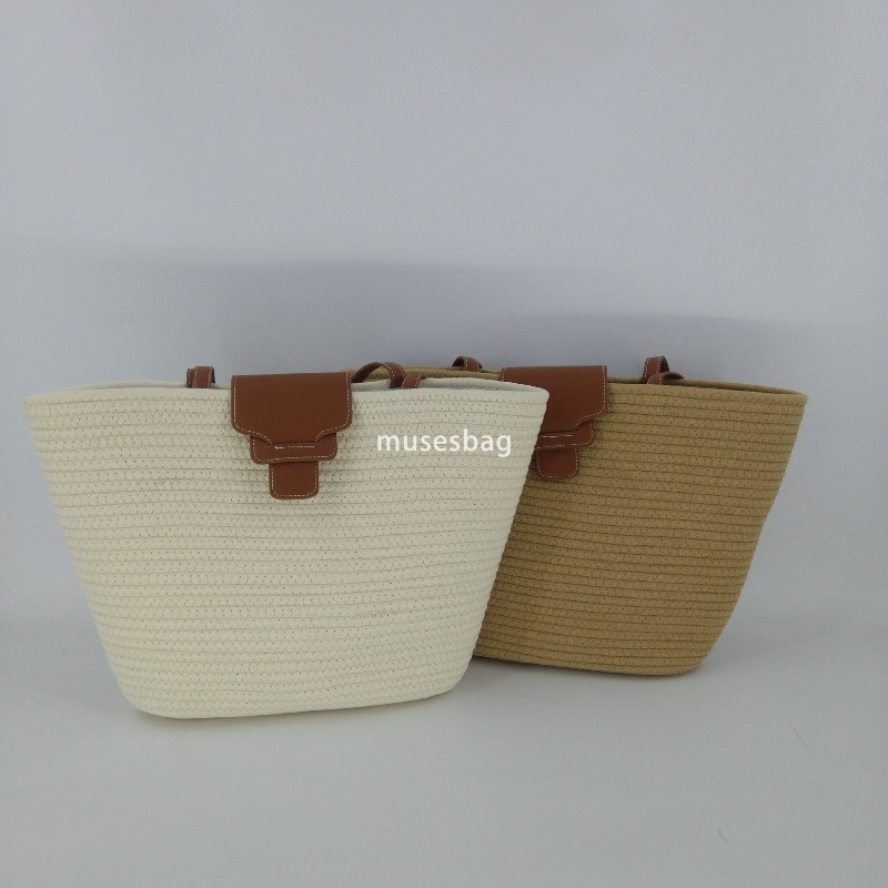Designer Women's High Quality Classic Retro Practical Woven Cord High Quality Texture Bag Large Capacity One Shoulder Grass Woven Bag Beach Bag L