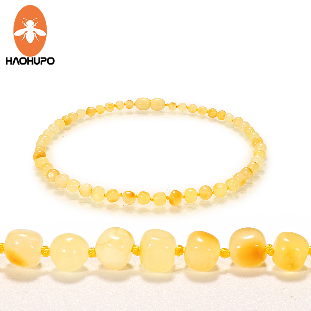 HAOHUPO Honey Amber Bracelets for Baby Anklets 14cm-20 cm Handmade Original Jewelry Baltic Ambar Beads for Women Adults gifts