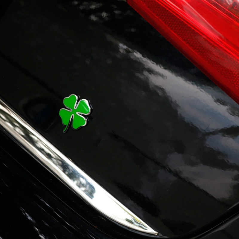 Four Leaf Clover Styling 3D Metal Car Sticker Badge Green Lucky Clover Emblem Sticker For Skoda Chevrolet Alfa Romeo Volvo Ford