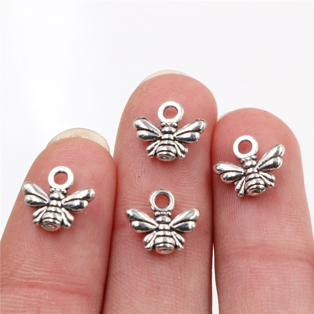 30pcs Charms bee 10x11mm Tibetan Silver Plated Bronze Gold Plated Pendants Antique Jewelry Making DIY Handmade Craft