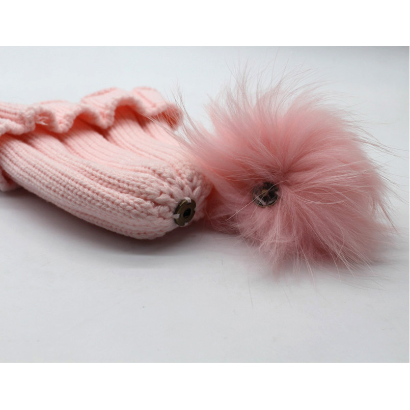 Baby Skullies Beanies Winter Hat For Kids Girls Boys Colors Real Fur Pompom Hat Knitted Beanie Cap