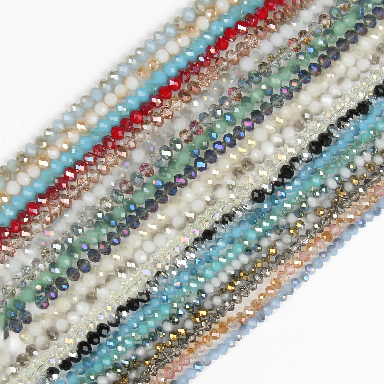 AB Clear Multicolor Austria Crystal Beads Round Rondelle Faceted Glass Loose Beads For Jewelry Making Accessories 3/4/6/8mm