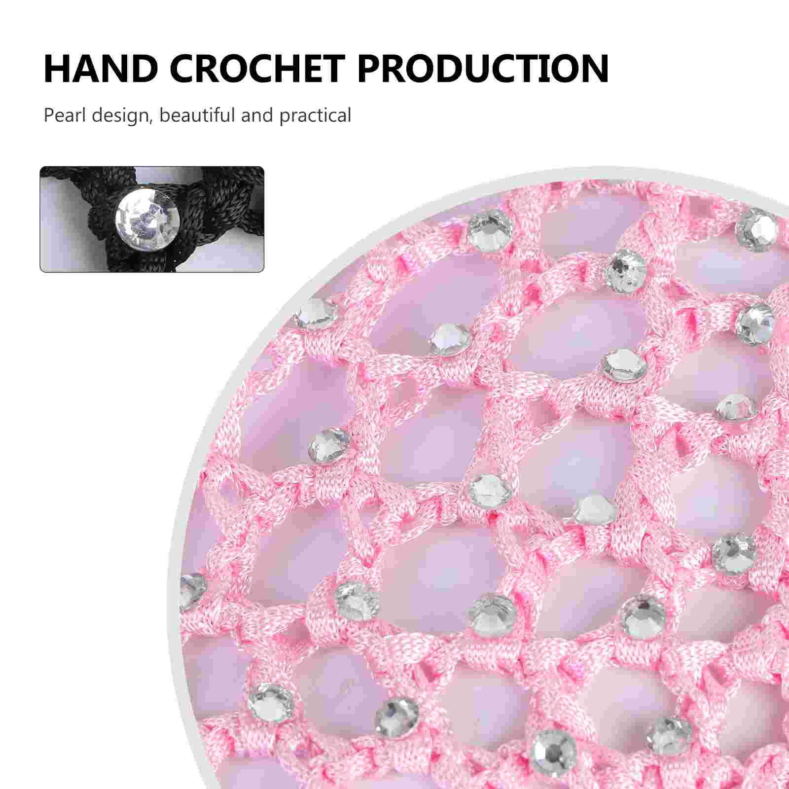 Hair Bun Cover Ballet Bun Cover Rhinestone Bun Hair Nets Crochet Snood Hair Net for Ballet Dance Skating Performance, 5PCS