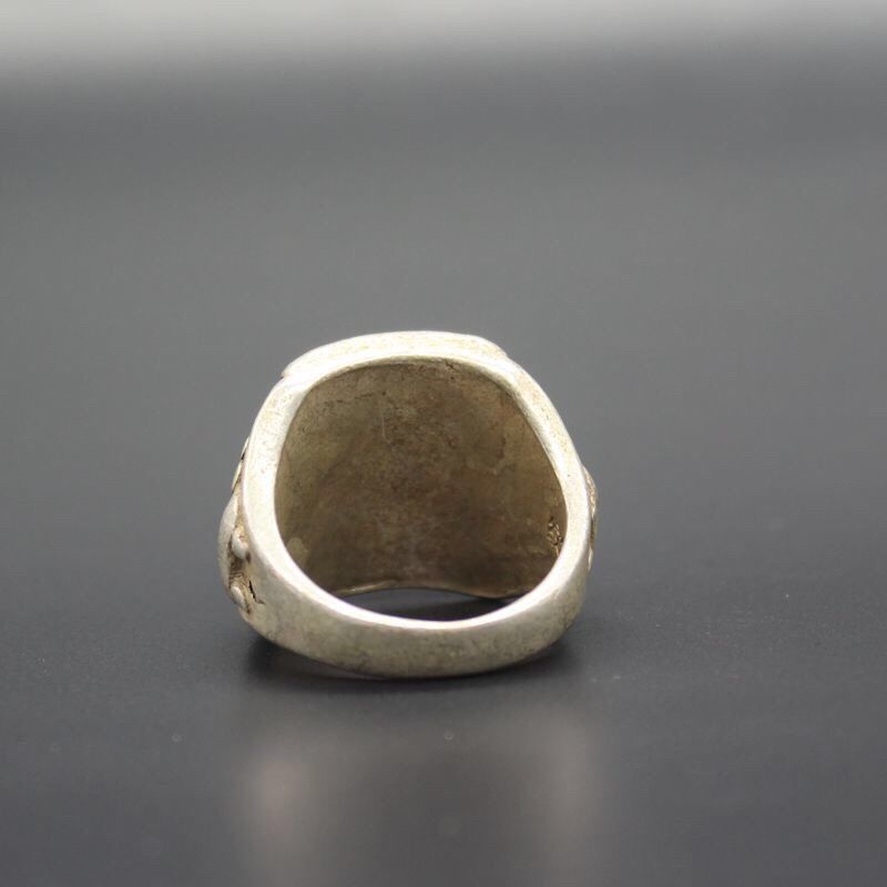 1.2" Chinese Tibetan Silver Carved Maitreya Buddha Jewelry Ring
