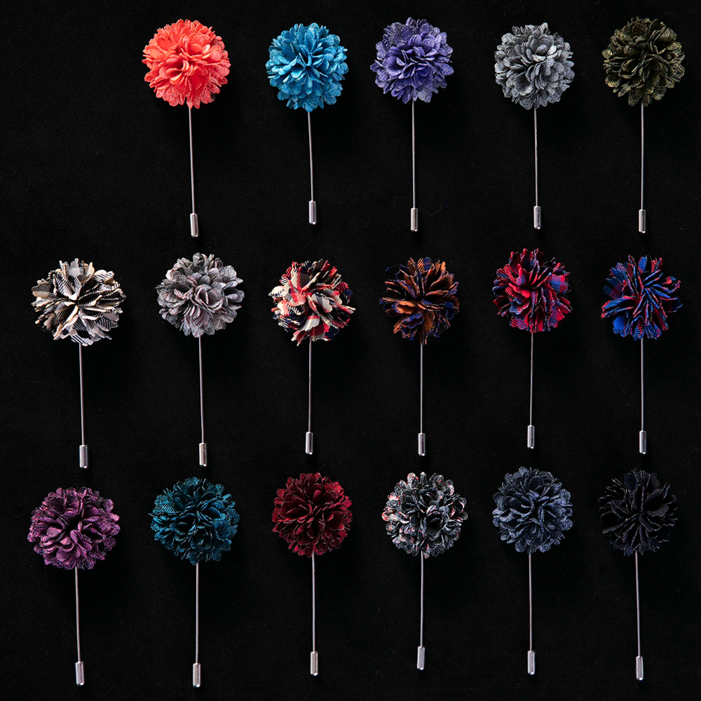 Tailor Smith New Lapel 17 colors Flower Fabric Handmade Brooch Pin Boutonniere Stick Men Cool Beautiful Suit Accessories Wedding