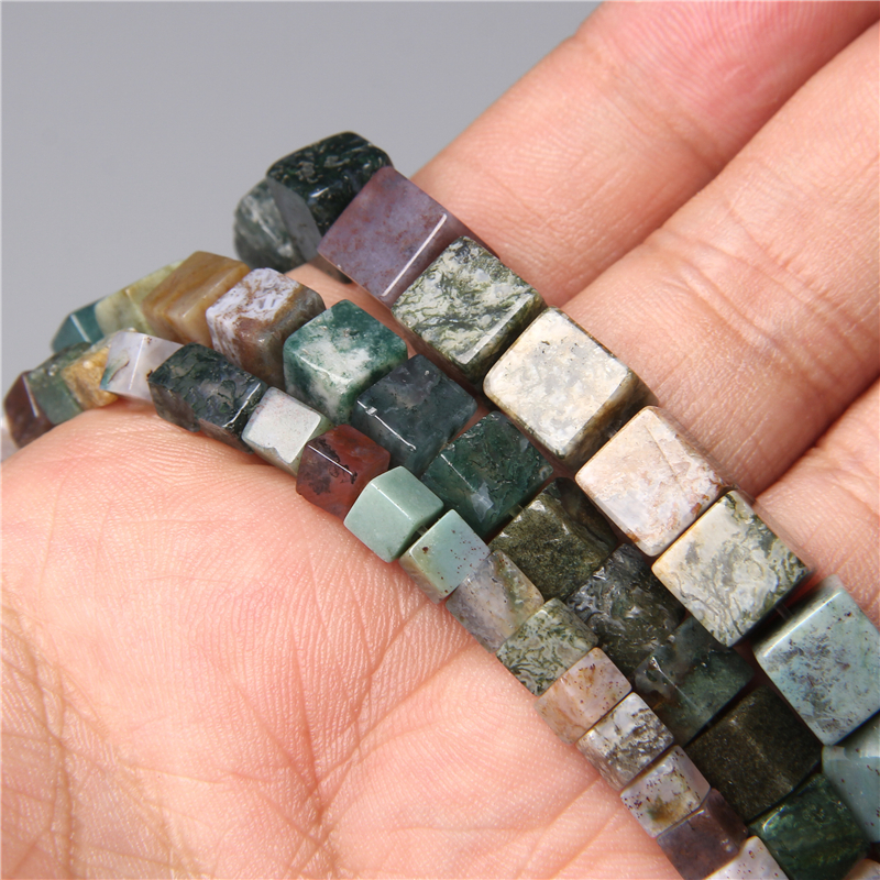 Wholesale 4/6/8mm Cube With Hole Natural Stone Agates Loose Spacer Beads For Jewelry Making DIY Necklace Earring Bracelet Charm